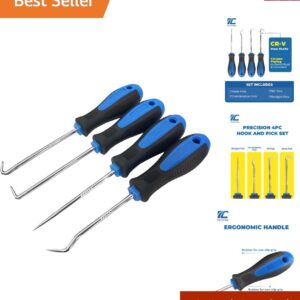 Precision Hook and Pick Set for Automotive | Blue, 4-Piece