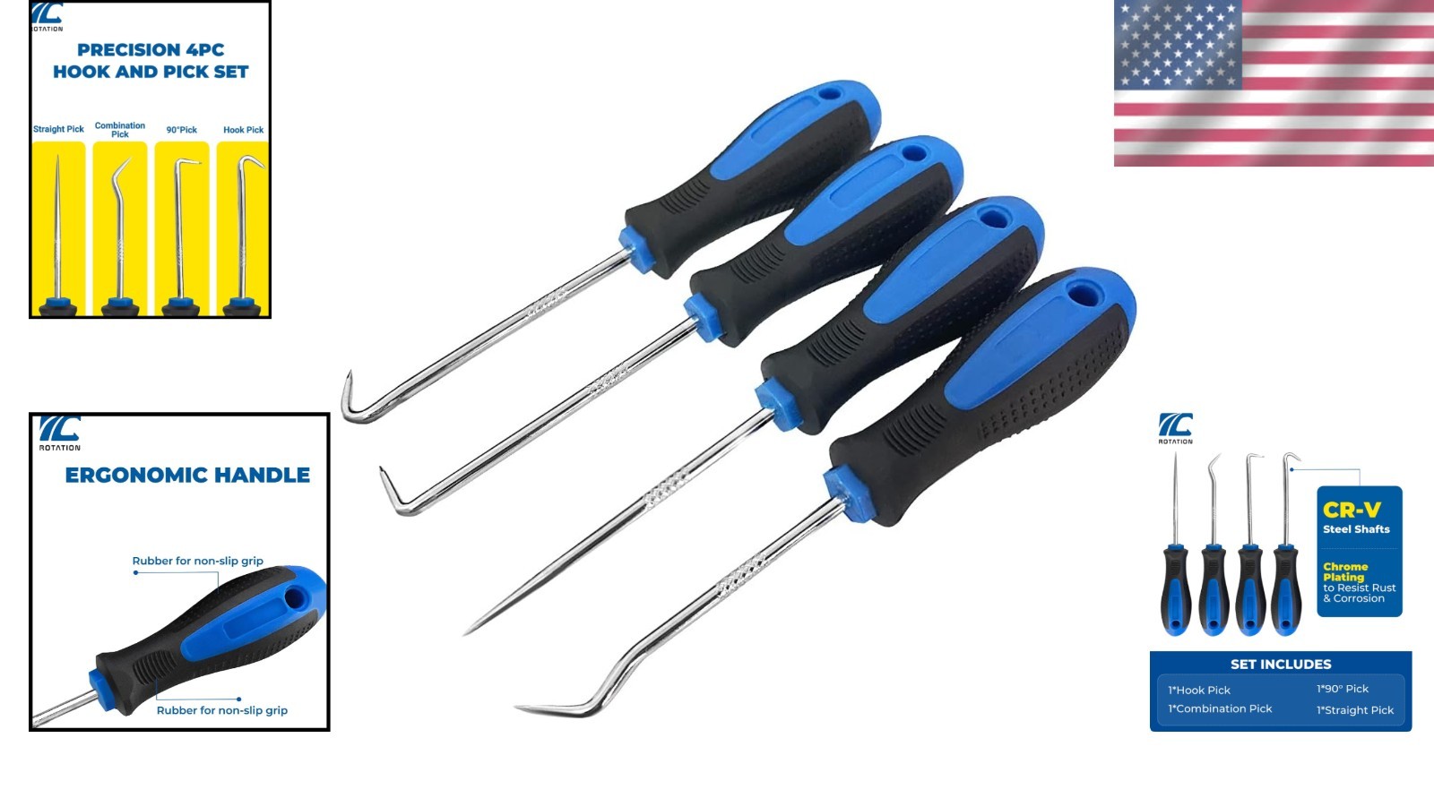 Precision Hook and Pick Set for Automotive | Blue, 4-Piece - Image 2