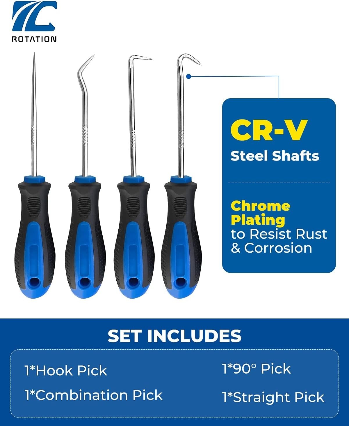 Precision Hook and Pick Set for Automotive | Blue, 4-Piece - Image 4