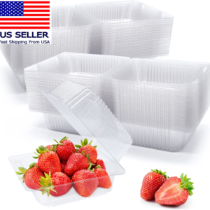 100 Pack Clear Plastic Take Out Container,Square Hinged Food Container,Dessert C