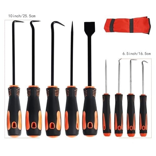 9Pcs Precision Hook & Pick Set - Car Oil Seal Remover, Gasket Puller Tools - Image 3