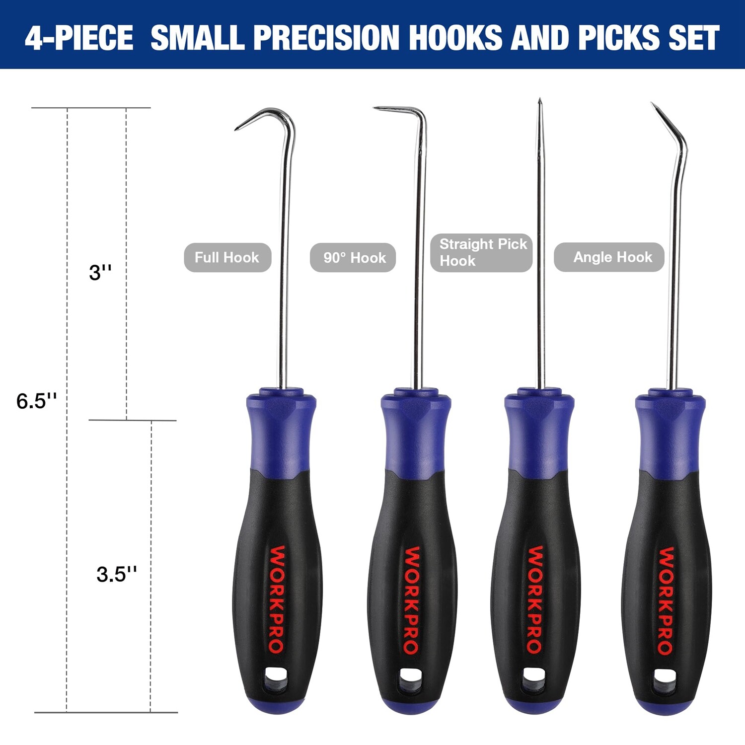 WORKPRO 4-Piece Precision Pick and Hook Set Mini Pick Set Mechanic Small Fuses - Image 2