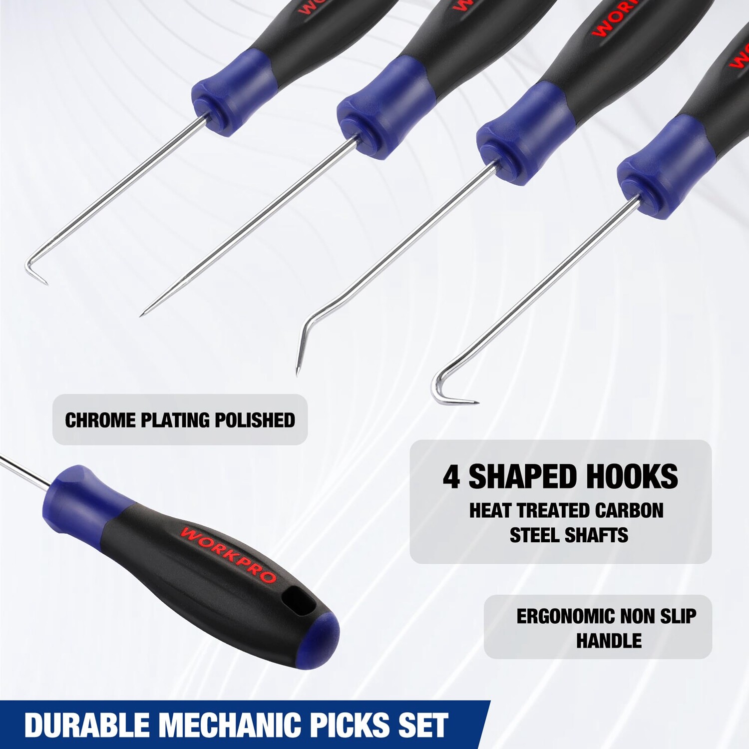 WORKPRO 4-Piece Precision Pick and Hook Set Mini Pick Set Mechanic Small Fuses - Image 3