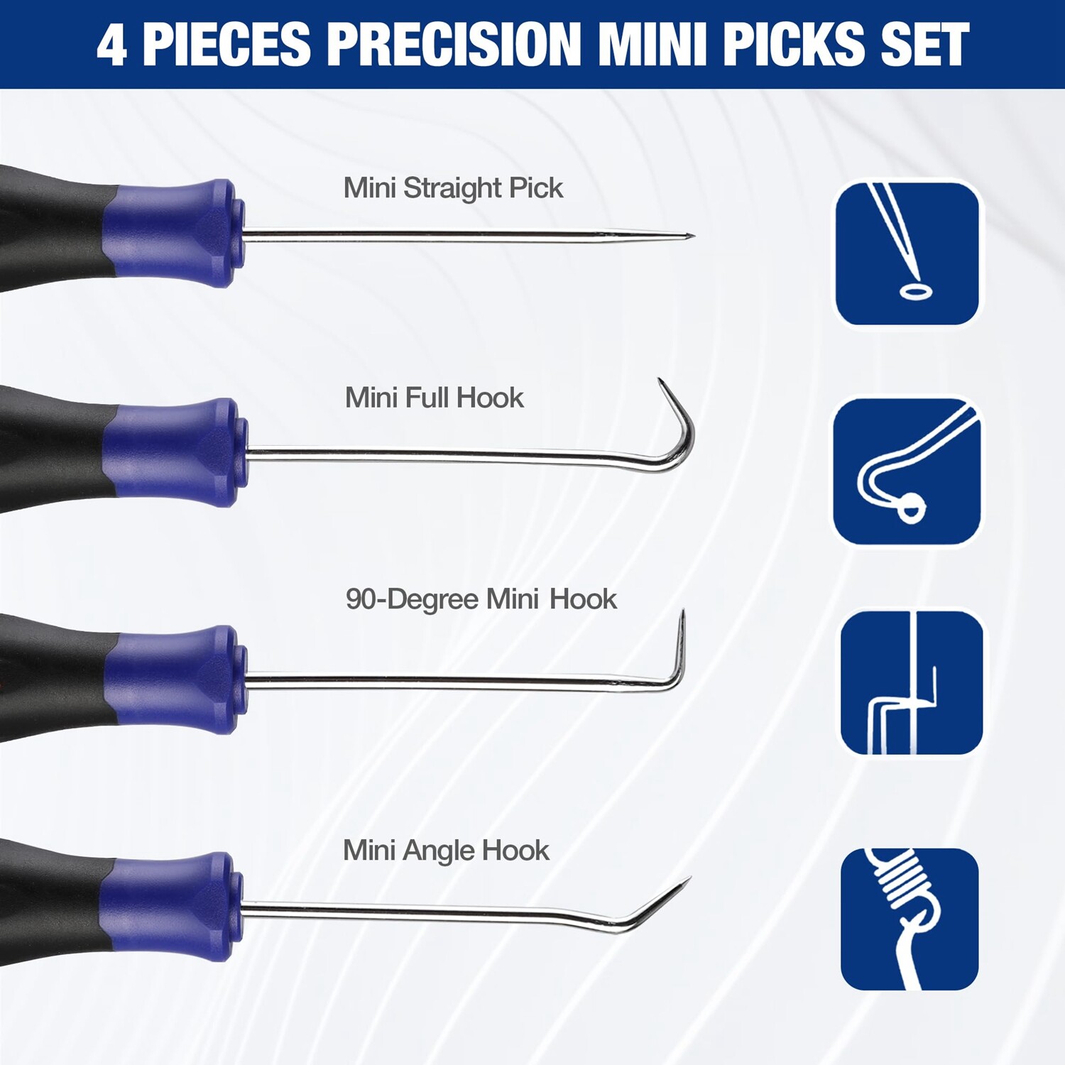 WORKPRO 4-Piece Precision Pick and Hook Set Mini Pick Set Mechanic Small Fuses - Image 4