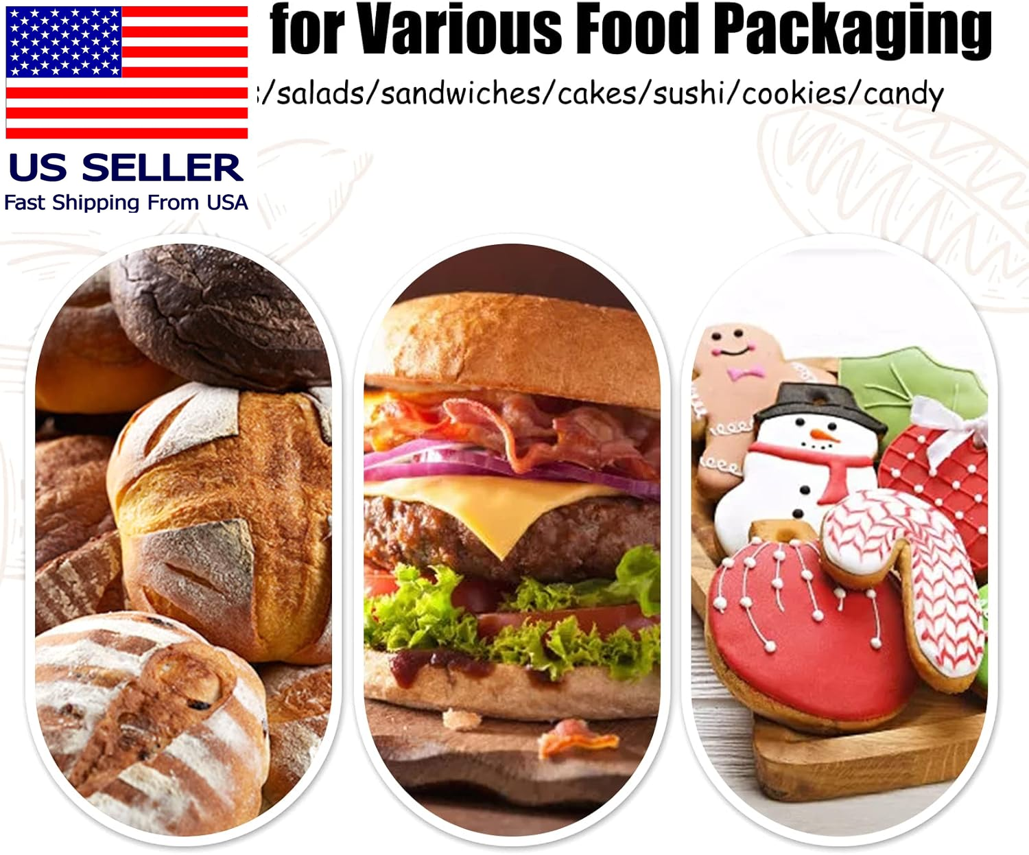 100 Pack Clear Plastic Take Out Container,Square Hinged Food Container,Dessert C - Image 5