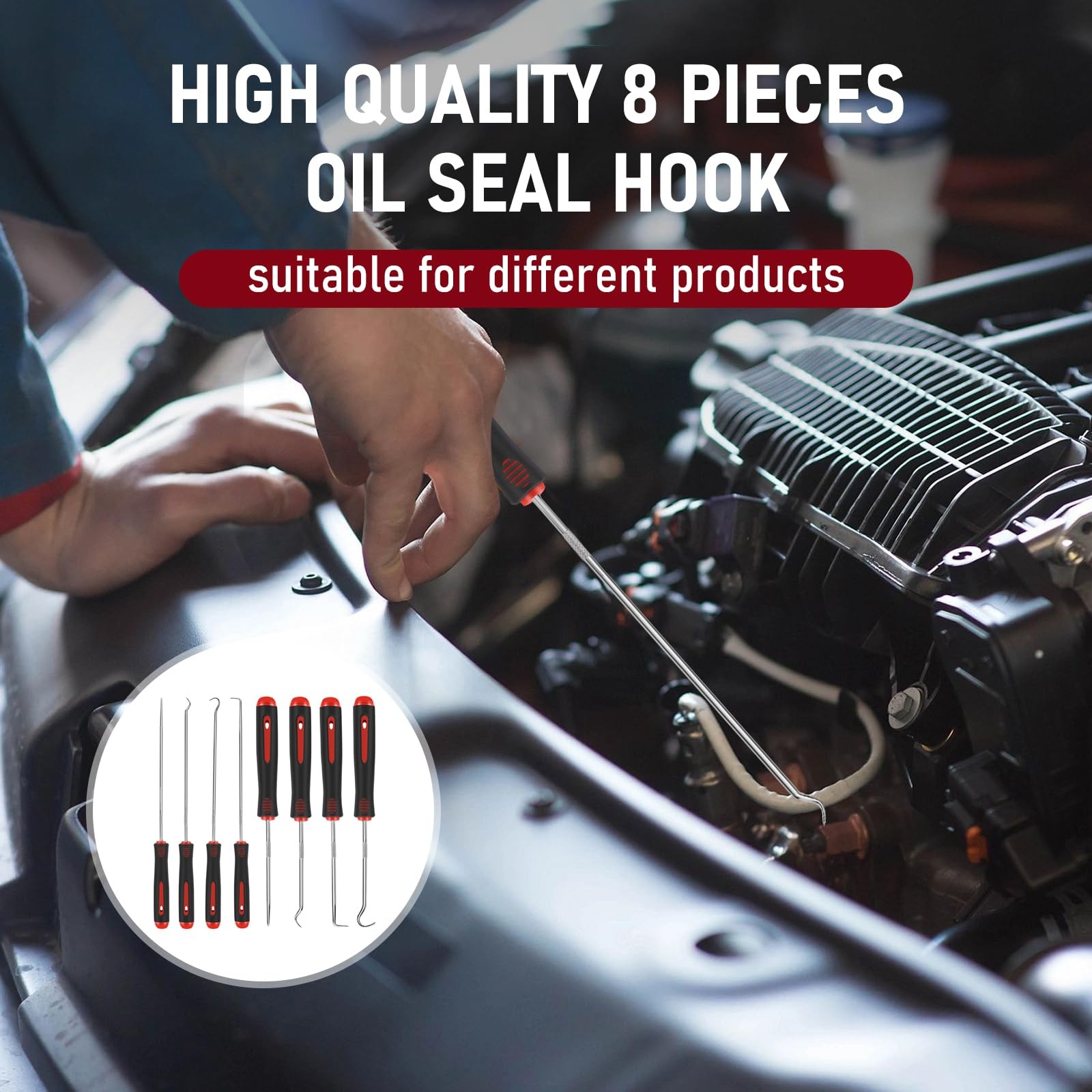 8 Pieces Pick Set, Pick Tool, Precision Automotive Hook Sleeve for Automotive - Image 3