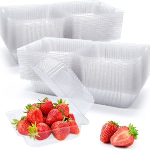 100 Pack Clear Plastic Take Out Container,Square Hinged Food Container,Dessert C
