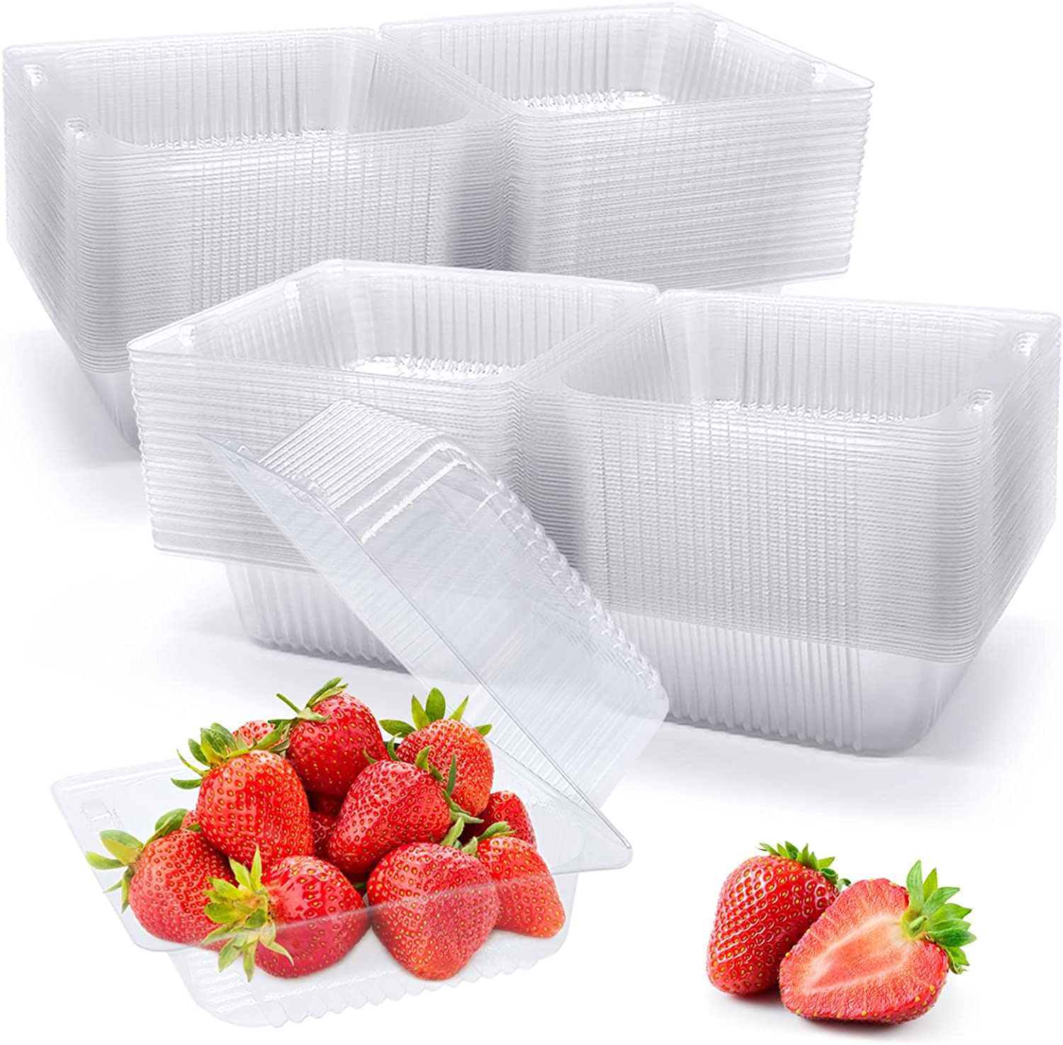 100 Pack Clear Plastic Take Out Container,Square Hinged Food Container,Dessert C