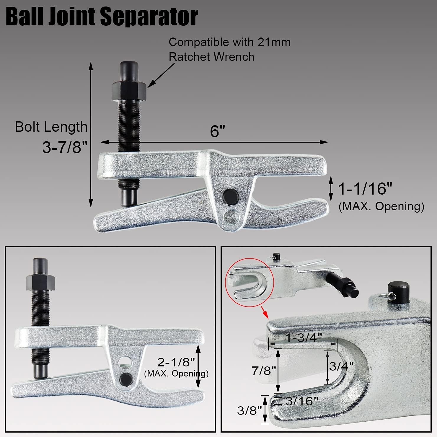 YSTOOL Front End Service Tool Set with Automotive Ball Joint Separator Red - Image 3