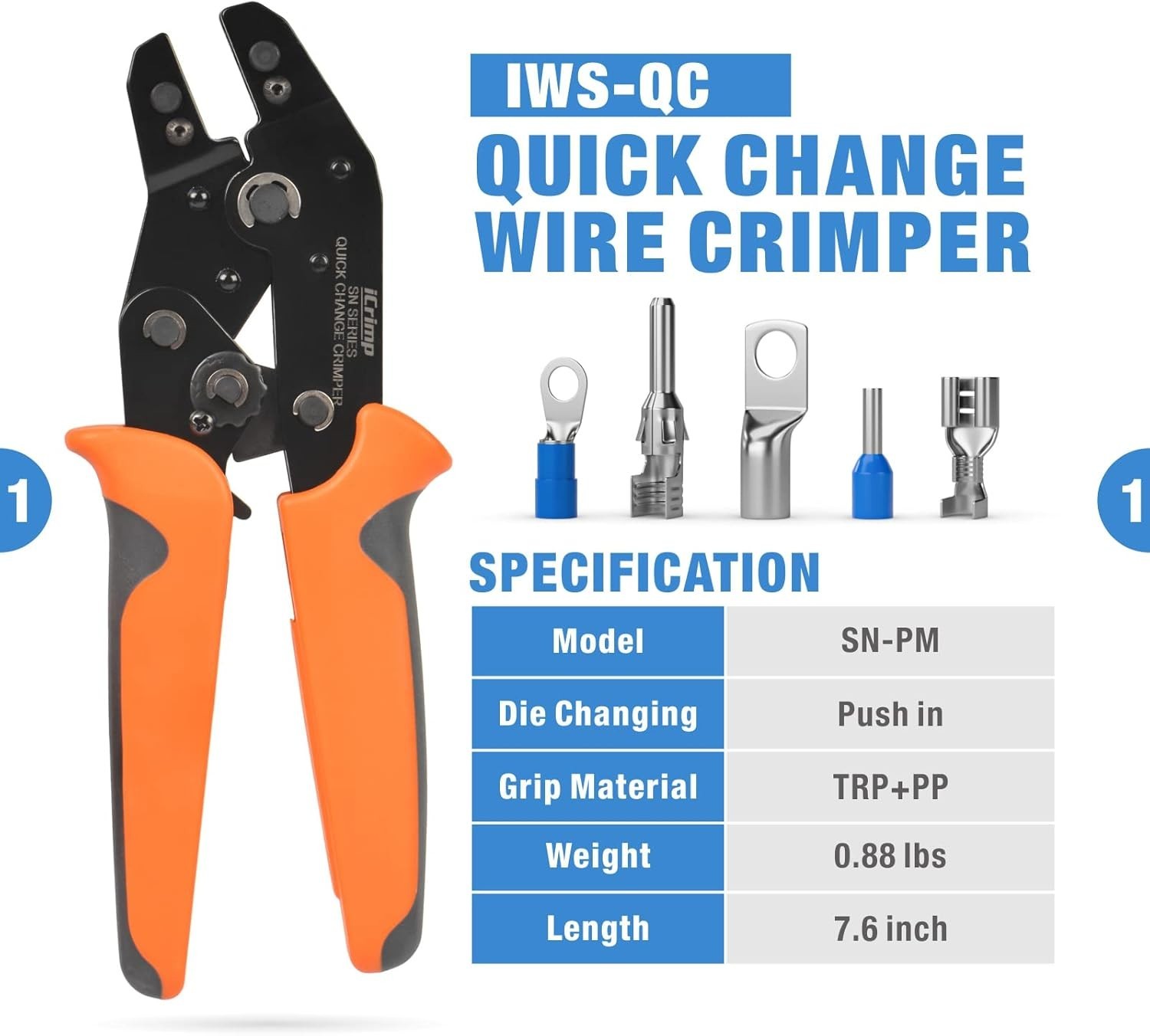 iCrimp Quick Change Ratcheting Crimper Tool Kit, Automotive Service Kit, for ... - Image 3