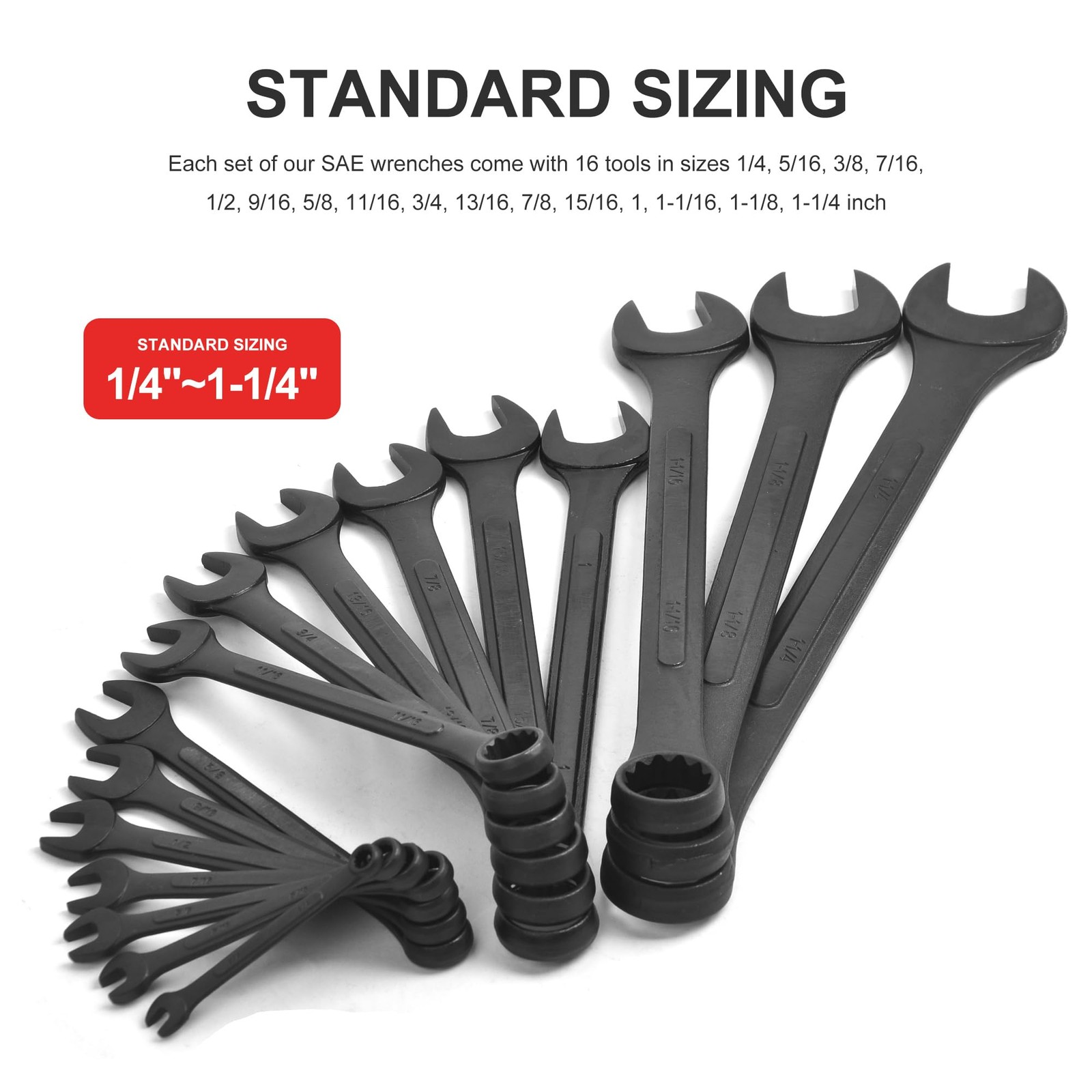 WINMAX TOOLS AUTOMOTIVE 16 Piece SAE Combination Wrench Set, Powder Coated - Image 2