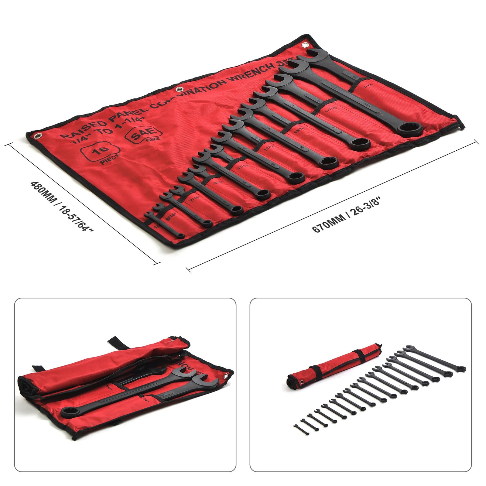 WINMAX TOOLS AUTOMOTIVE 16 Piece SAE Combination Wrench Set, Powder Coated - Image 3