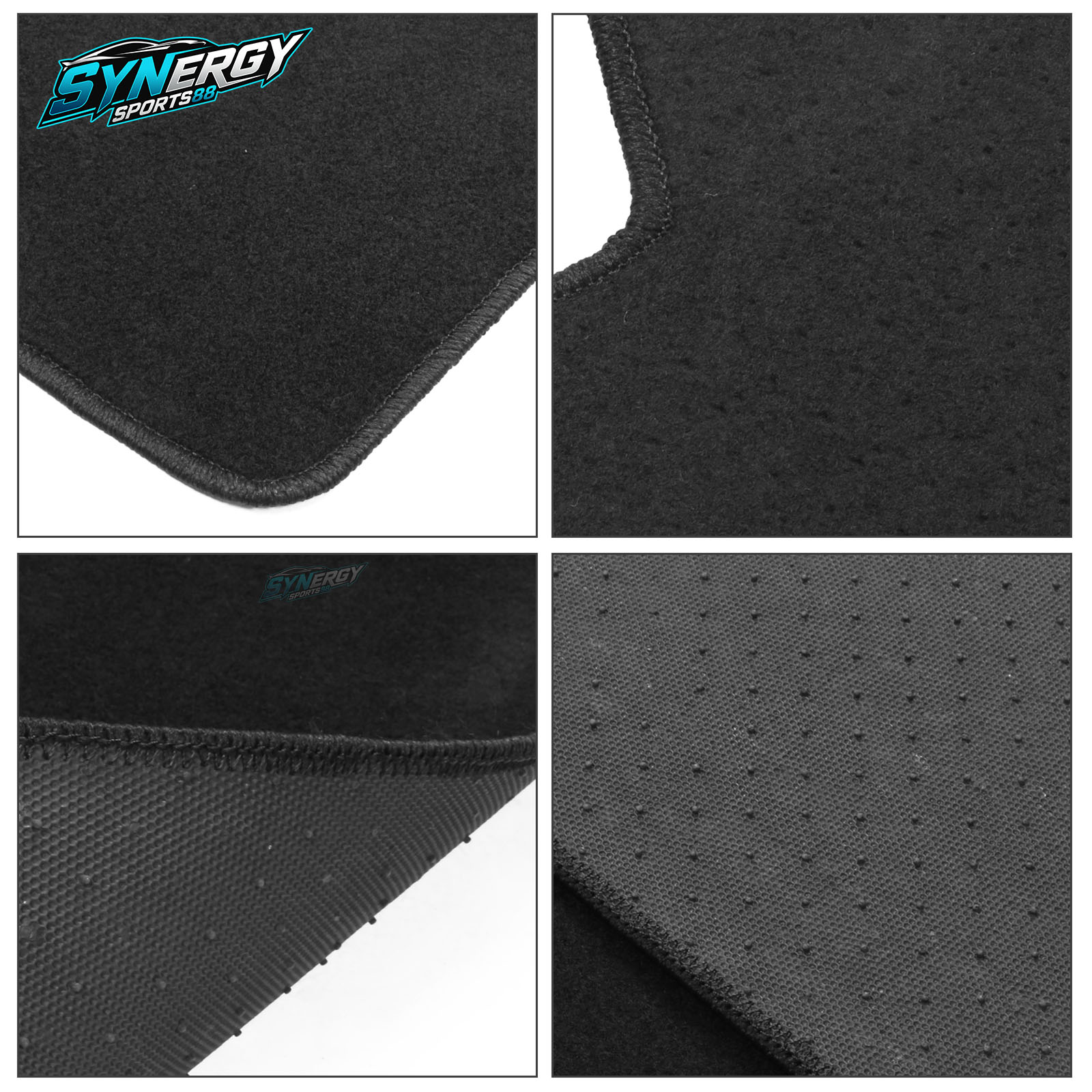 Black Nylon Floor Mats For 96-00 Honda Civic Carpet Anti Slip W/Emblem - Image 2