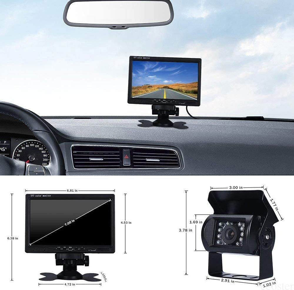 7'' Backup Camera Quad Monitor Kit System Back Reverse Night Vision For Truck RV - Image 4