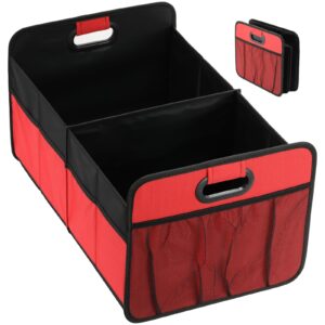 Trunk Organizer Collapsible 2 Compartment 50L Automotive Storage Box 600D Red