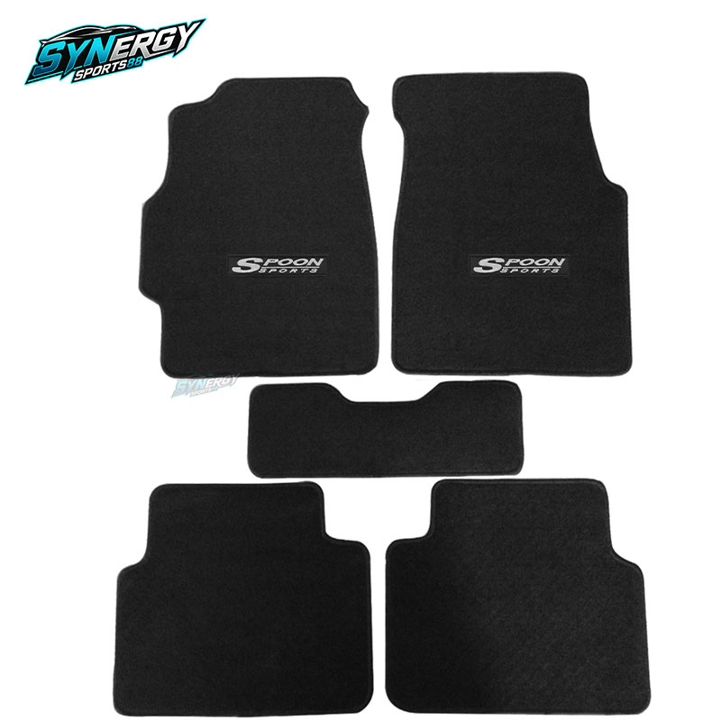 Fits 94-01 Acura Integra Black Nylon Floor Mats Carpet Non Slip W/ Emblem