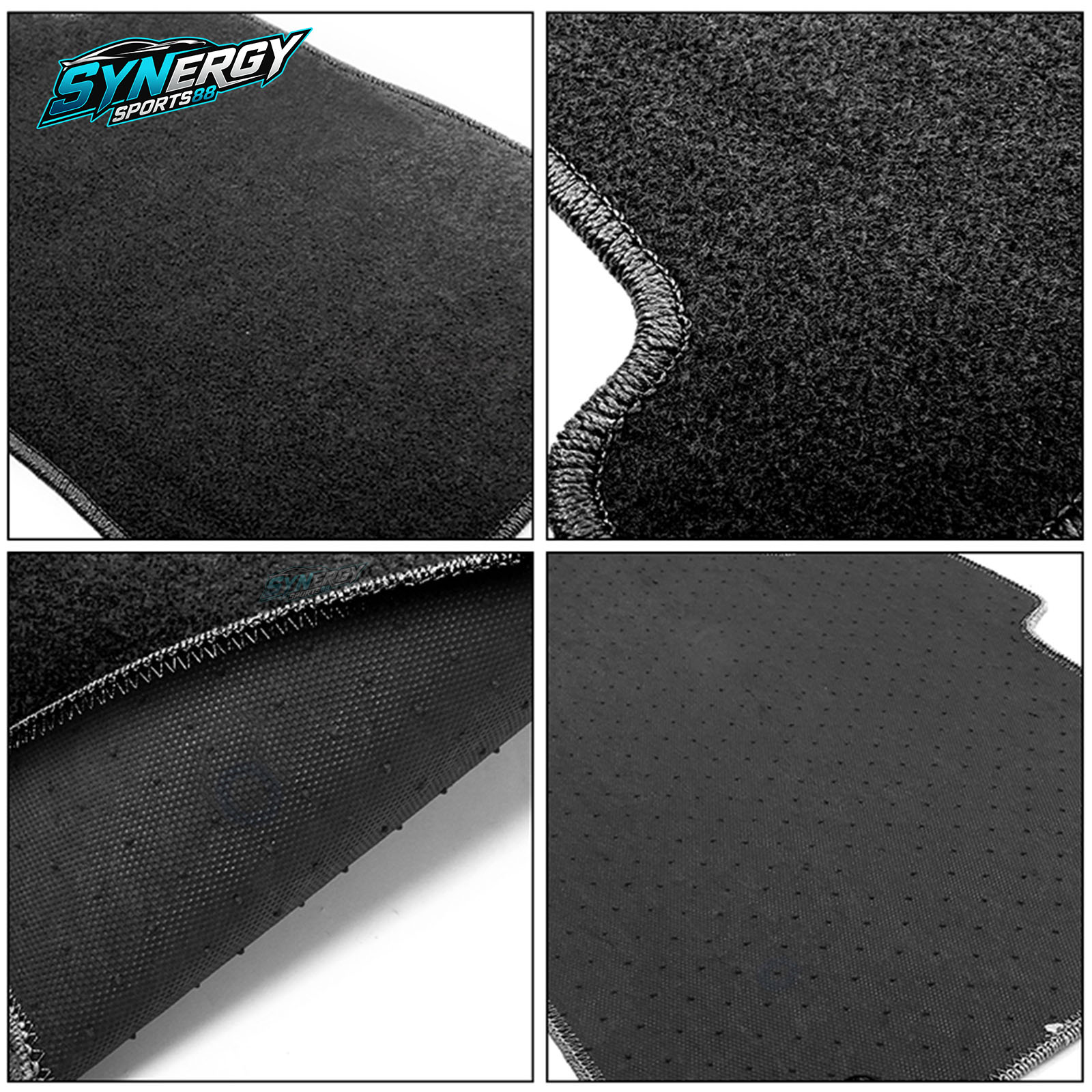Fits 94-01 Acura Integra Black Nylon Floor Mats Carpet Non Slip W/ Emblem - Image 2