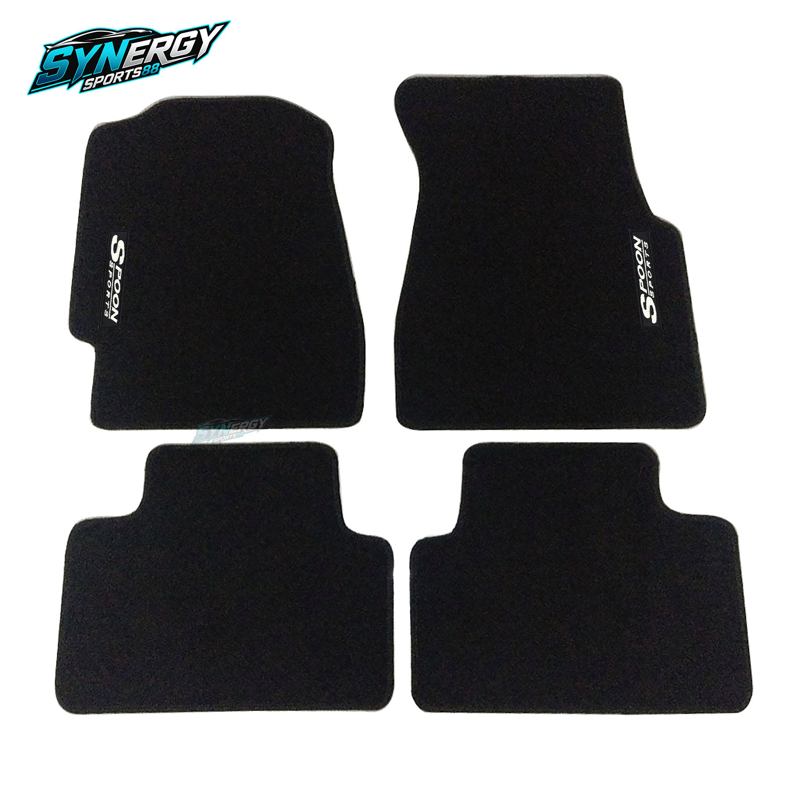 Floor Mats Fits 92-95 Honda Civic Black Nylon Carpet Front Rear W/Emblem