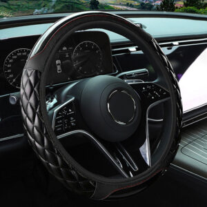 Cubierta de volante automotriz de cuero de fibra de carbono de 15"" accesorios de automóvil 38 cm-