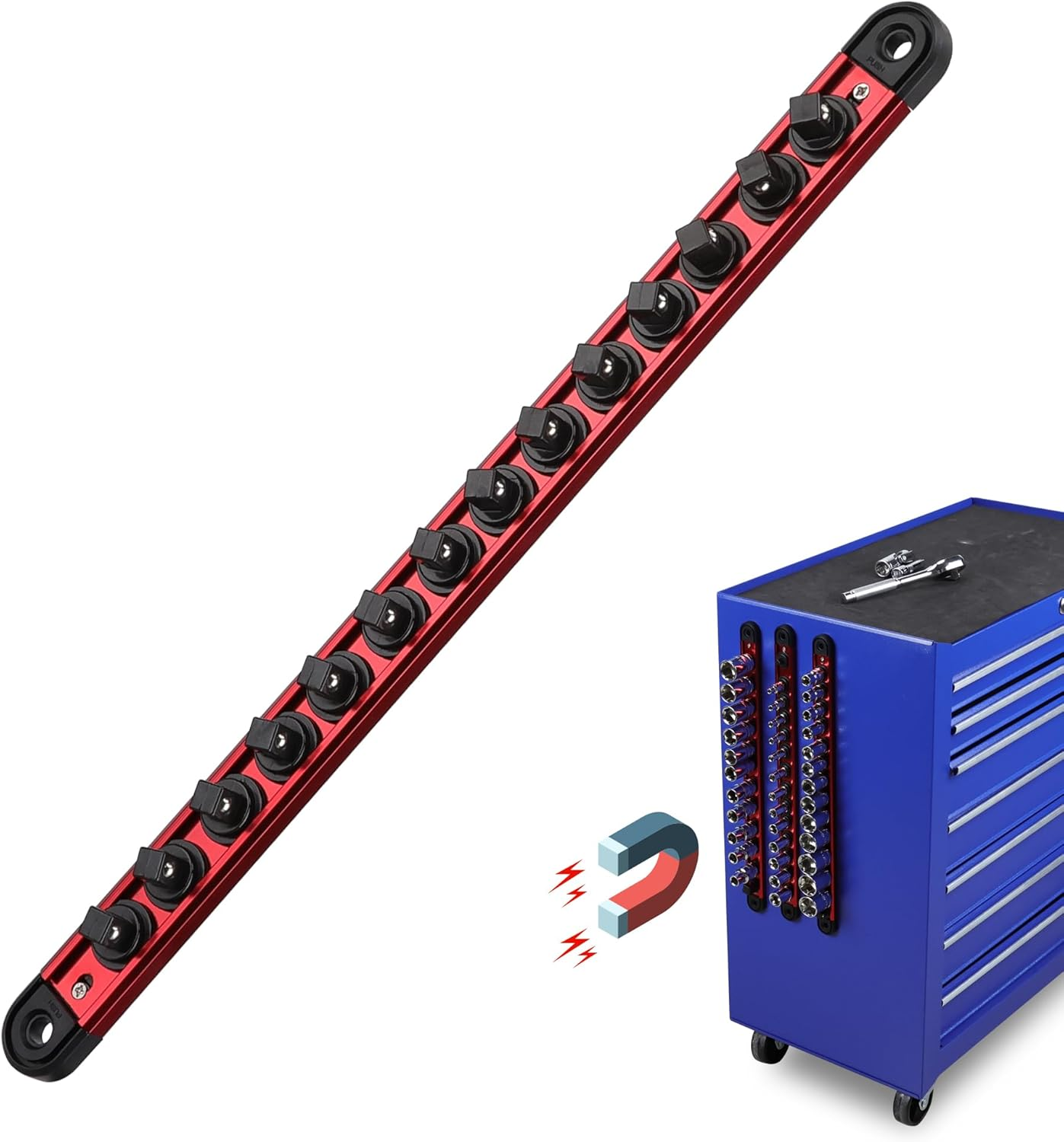Magnetic Socket Holder Organizer Set: 3/8 Detachable Socket Trays Socket Organiz