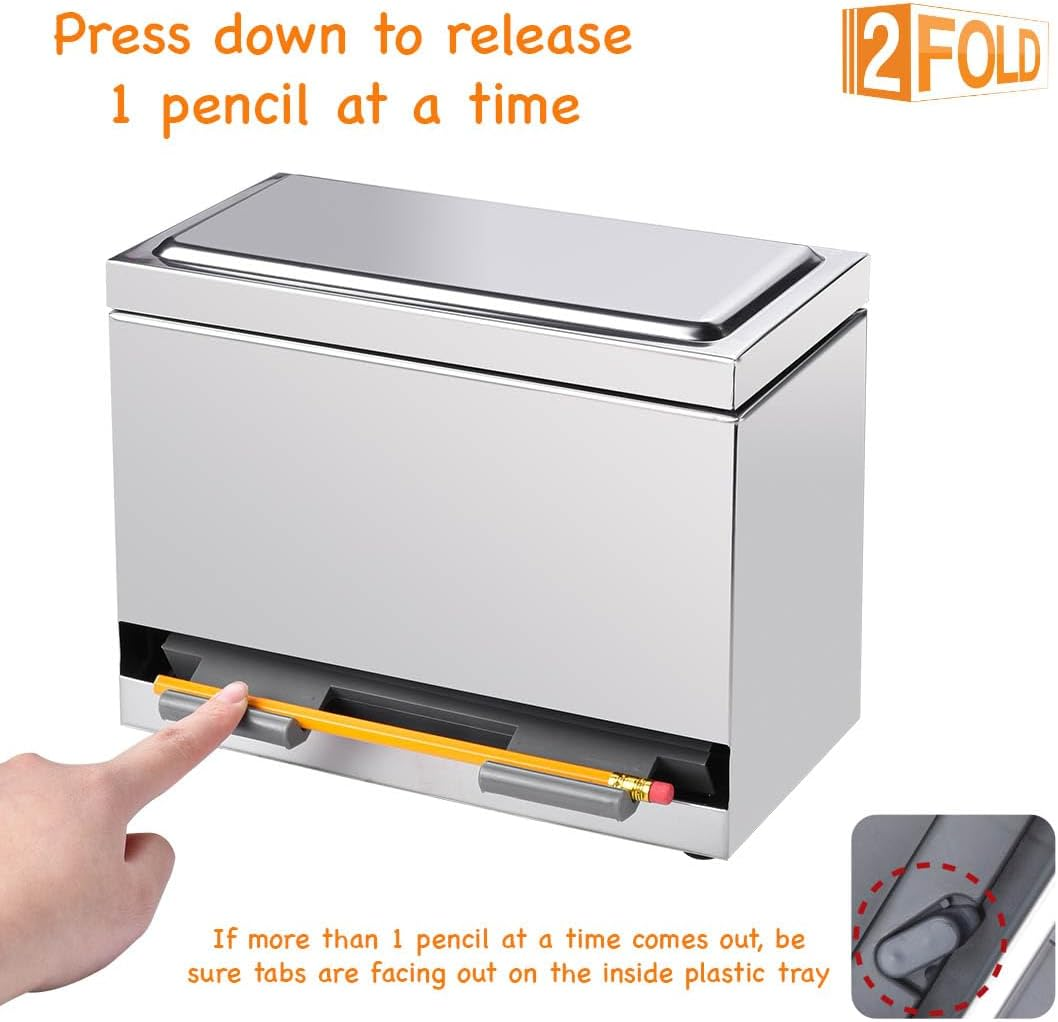 Pencil Dispenser for Classroom - Stainless Steel Bulk Pencil Holder for Desk - I - Image 5