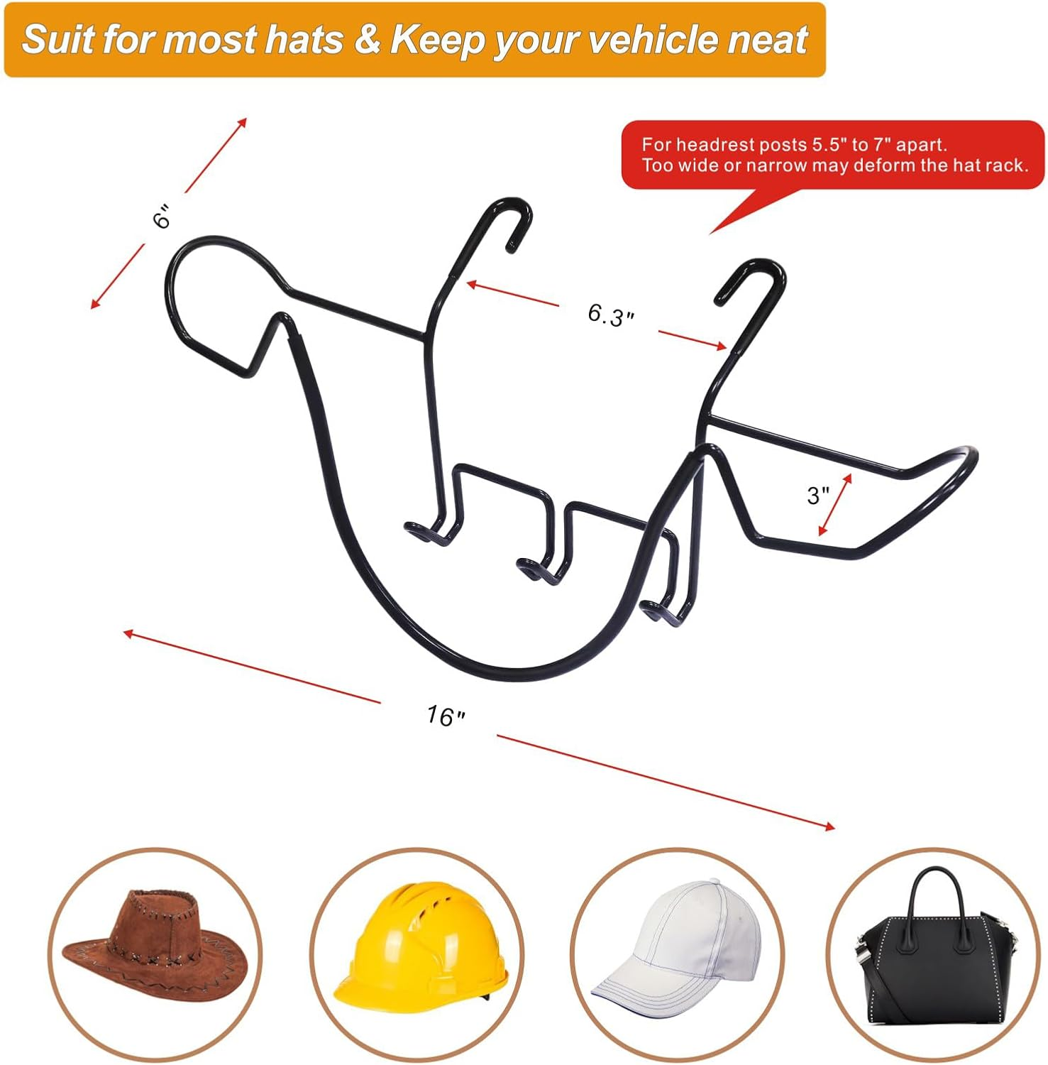 Cowboy Hat Holder Rack for Truck Car SUV Hard Hats Stand Western Accessories for - Image 3