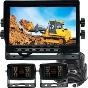 AHD 1080P 7" Wired Rear View Reverse Backup Two-camera System Tractor Skid Steer