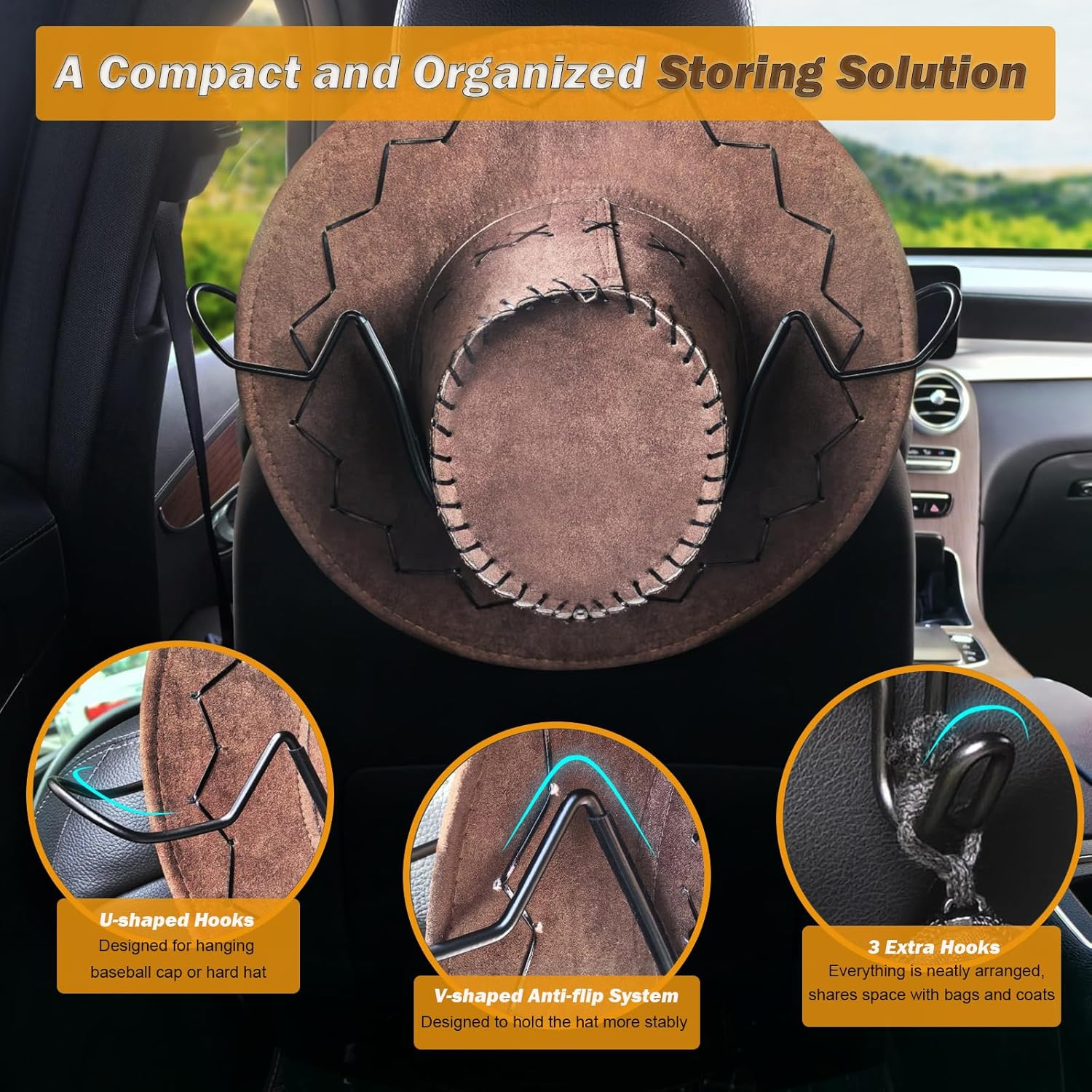 Cowboy Hat Holder Rack for Truck Car SUV Hard Hats Stand Western Accessories for - Image 5