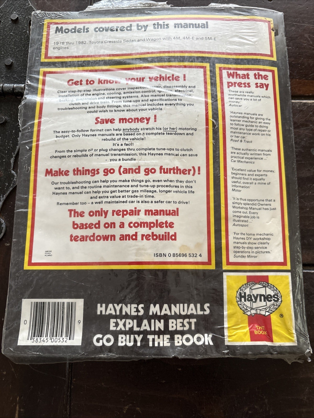 Haynes Toyota Cressida Repair Manual 1978-1982 owners workshop service guide 532 - Image 5