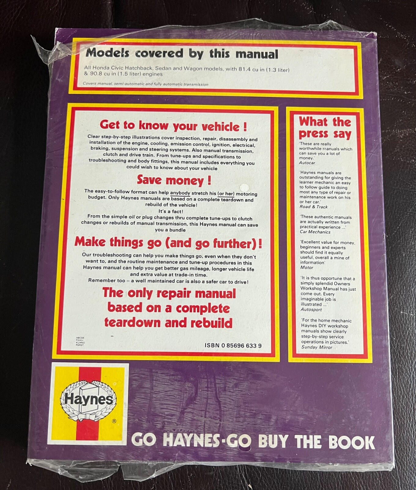Honda Civic CVCC 1980 1981 Haynes Owners Workshop Manual Automotive Repair Shop - Image 2