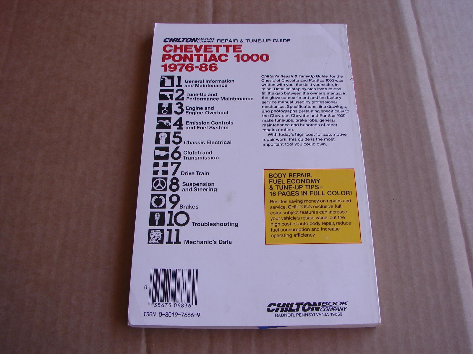 NEW 1976-1986 Chevrolet Chevette Pontiac 1000 Chilton's Repair Manual Shop Book - Image 2