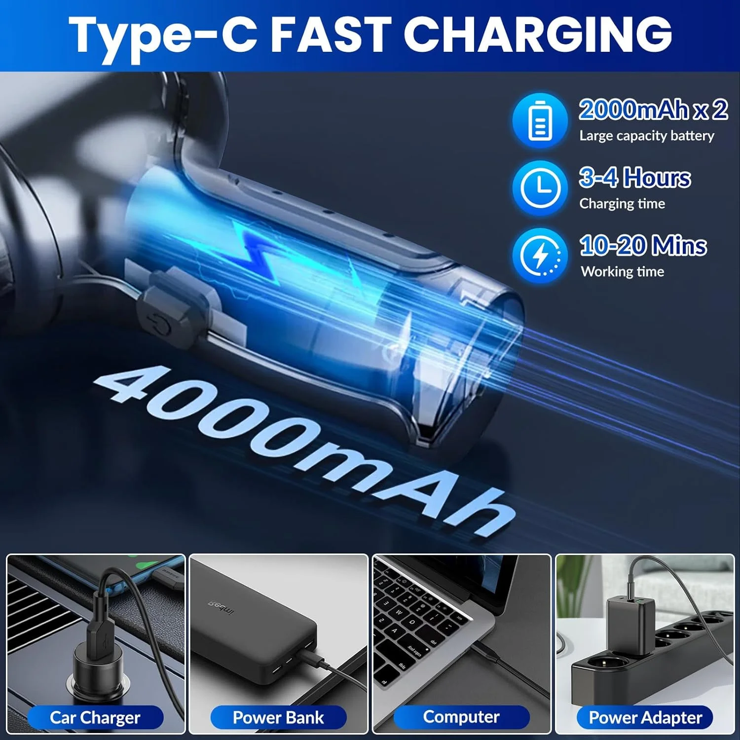 Wireless Handheld Car Vacuum Cleaner,Mini Car Vacuum Cleaner,15000Pa High Power - Image 2