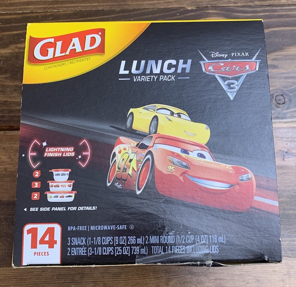 2016 Glad Containers Disney Cars Lightning McQueen Snack Food Lunch 14 Pc New - Image 2