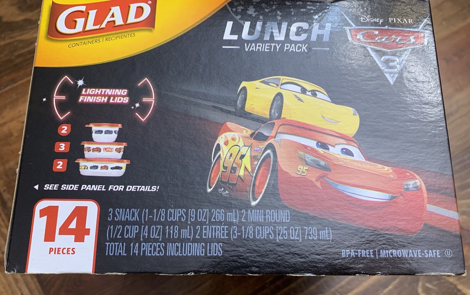 2016 Glad Containers Disney Cars Lightning McQueen Snack Food Lunch 14 Pc New - Image 3