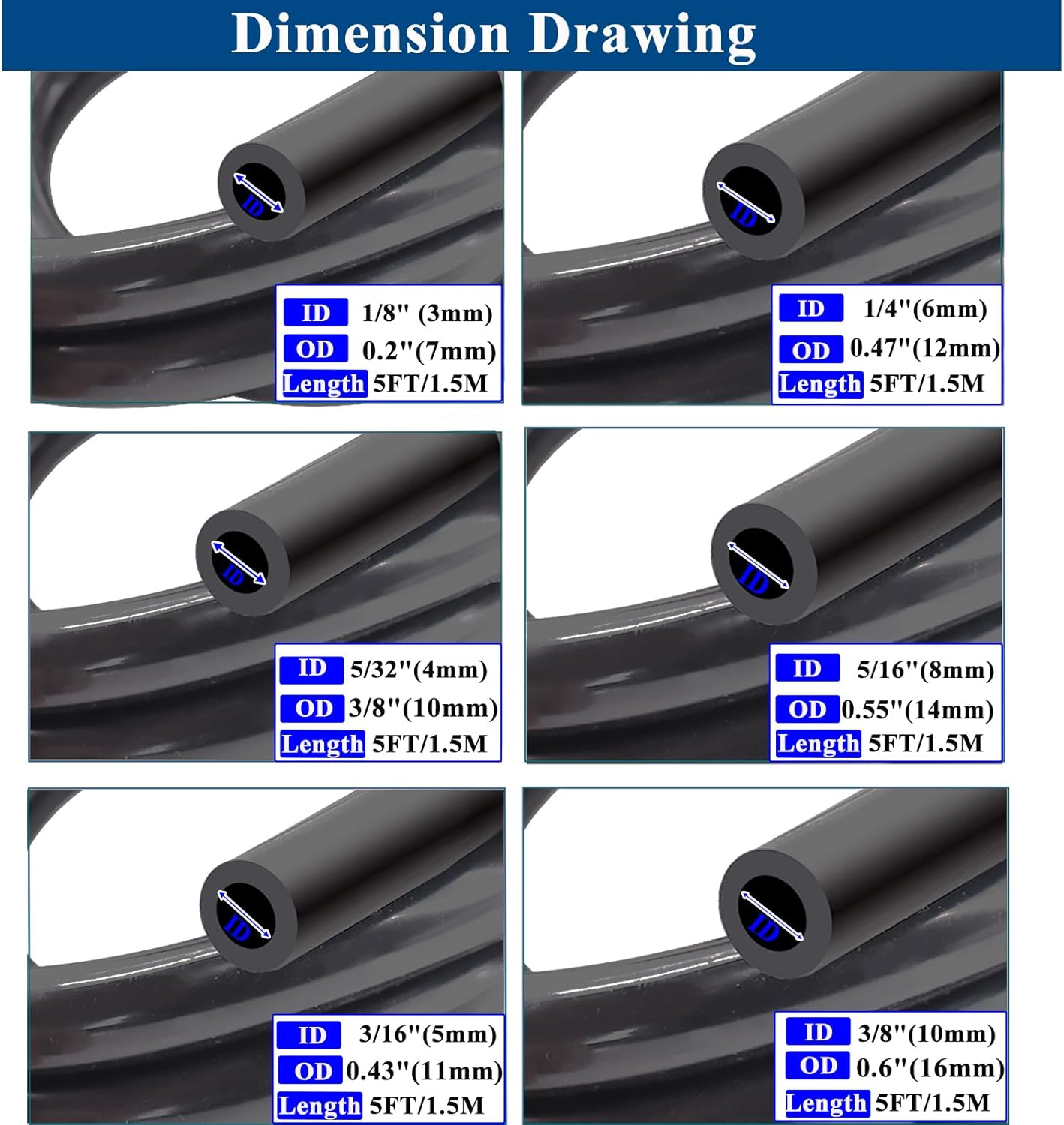 Vacuum Line Kit, 6Pcs 5Ft Vacuum Hose Automotive with 65Pcs Vacuum Line Connecto - Image 2