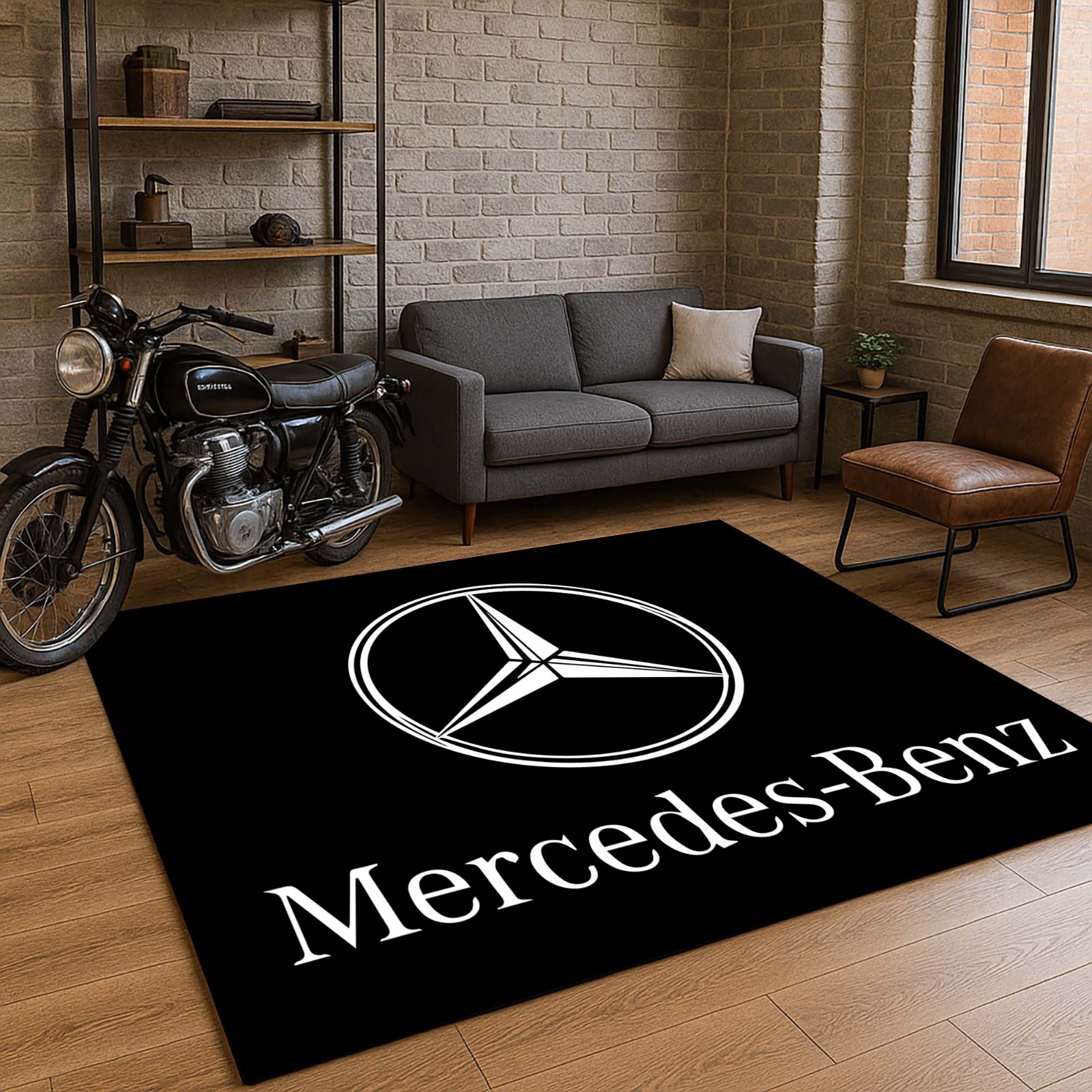 Mercedes-Benz Rug, Luxury Car Logo, Modern Design, Stylish Floor Mat, Automotive