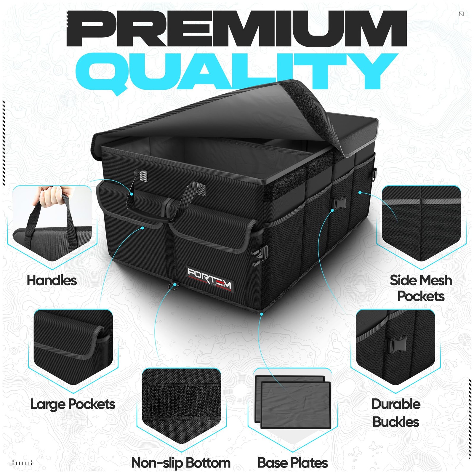 Car Trunk Organizer Foldable SUV Storage Multi Compartment Accessories 50L - Image 2