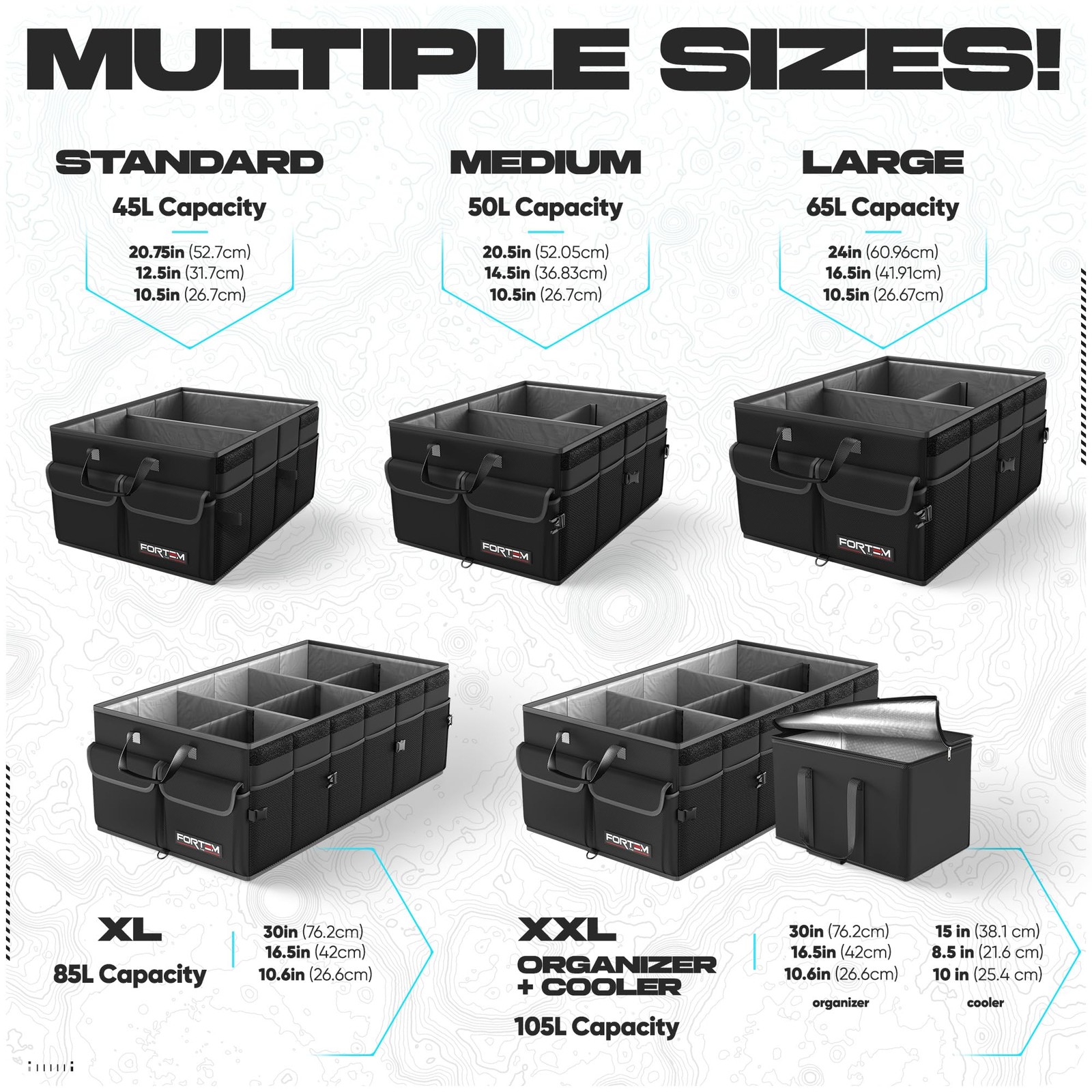 Car Trunk Organizer Foldable SUV Storage Multi Compartment Accessories 50L - Image 3