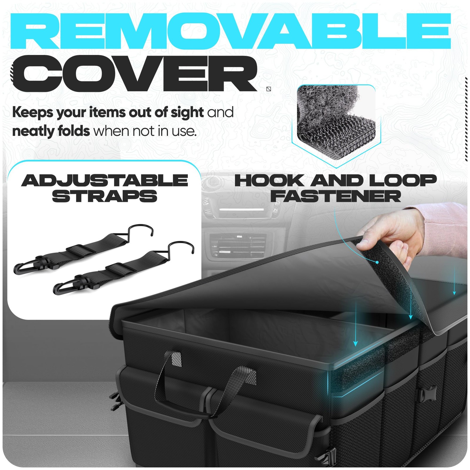 Car Trunk Organizer Foldable SUV Storage Multi Compartment Accessories 50L - Image 5