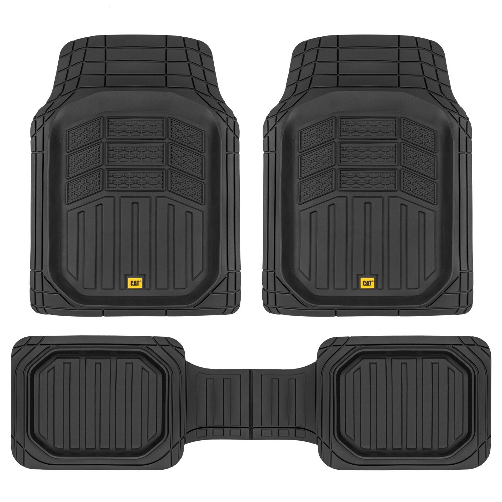 CAT Automotive Combo Rubber Car Floor Mats Heavy Duty Liner, All Weather Set