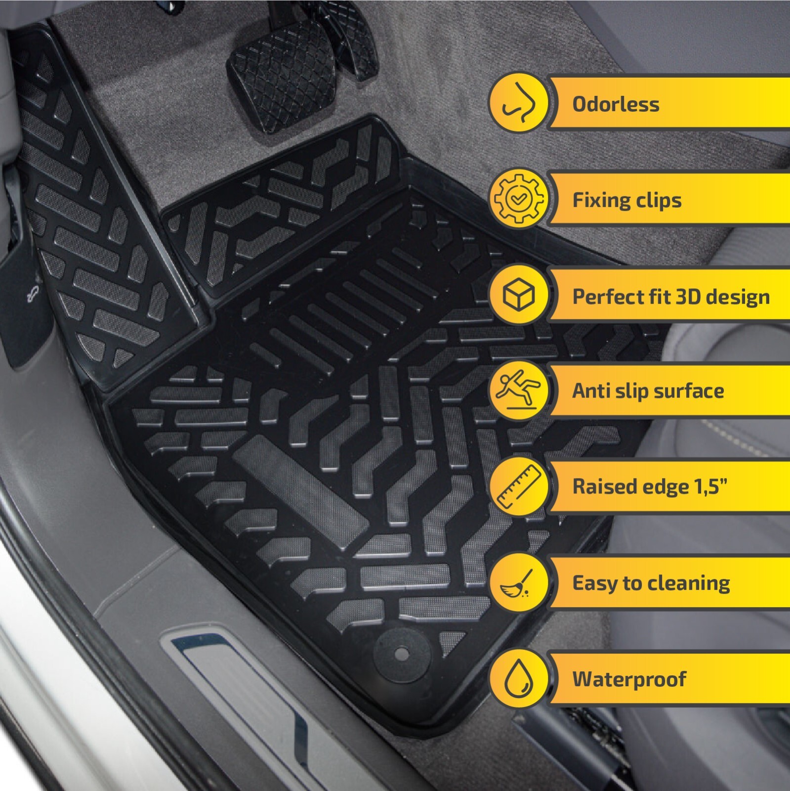 Floor Liners Mats Fits Acura TSX 2009-2014 4-Pcs Custom 4-Pcs Rubber Heavy Duty - Image 2