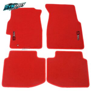 Red Nylon Floor Mats For 96-00 Honda Civic Carpet W/ Emblem