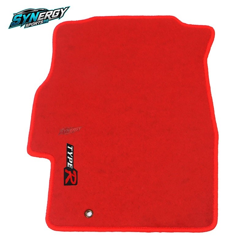 Red Nylon Floor Mats For 96-00 Honda Civic Carpet W/ Emblem - Image 2