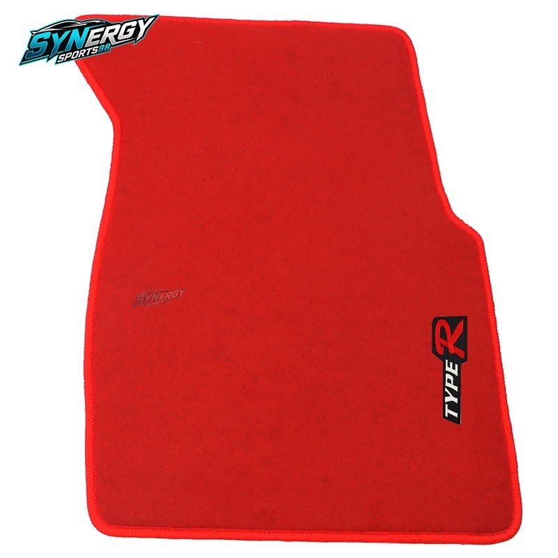 Red Nylon Floor Mats For 96-00 Honda Civic Carpet W/ Emblem - Image 3