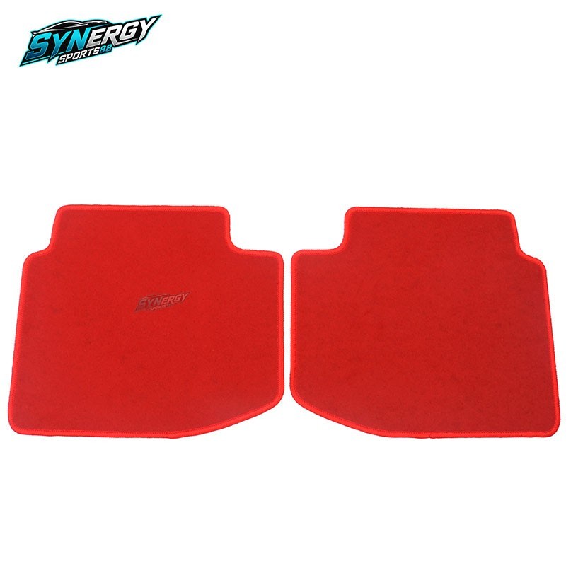Red Nylon Floor Mats For 96-00 Honda Civic Carpet W/ Emblem - Image 4