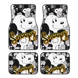 Snoopys Cartoon Dog Peanuts Automotive Floor Mats for Cars Universal Fit Full Se