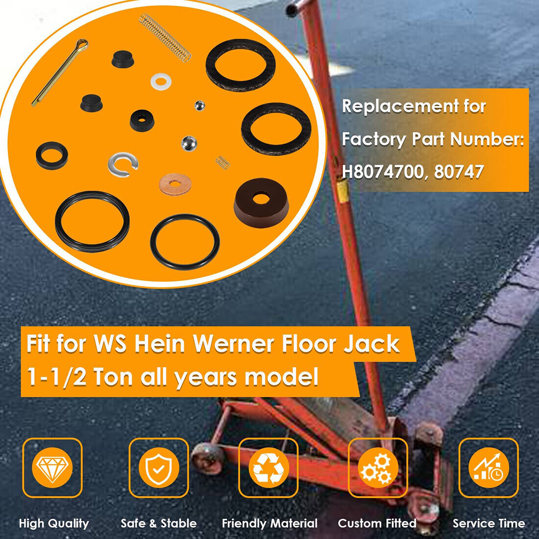 For Floor Jack Hein Werner WS Seal Repair Rebuild Kit 1-1/2 Ton H8074700, 80747 - Image 2
