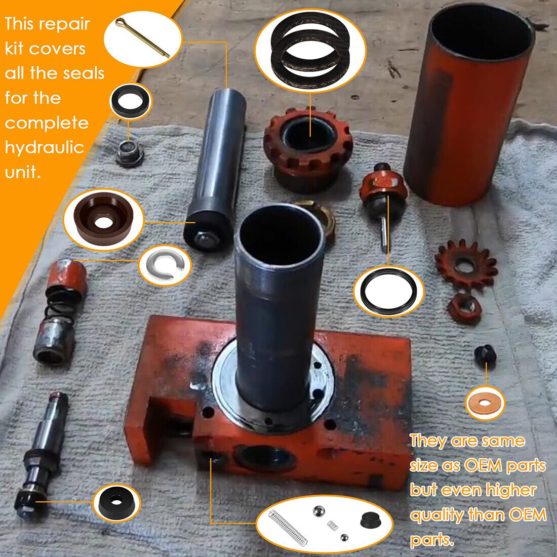For Floor Jack Hein Werner WS Seal Repair Rebuild Kit 1-1/2 Ton H8074700, 80747 - Image 5