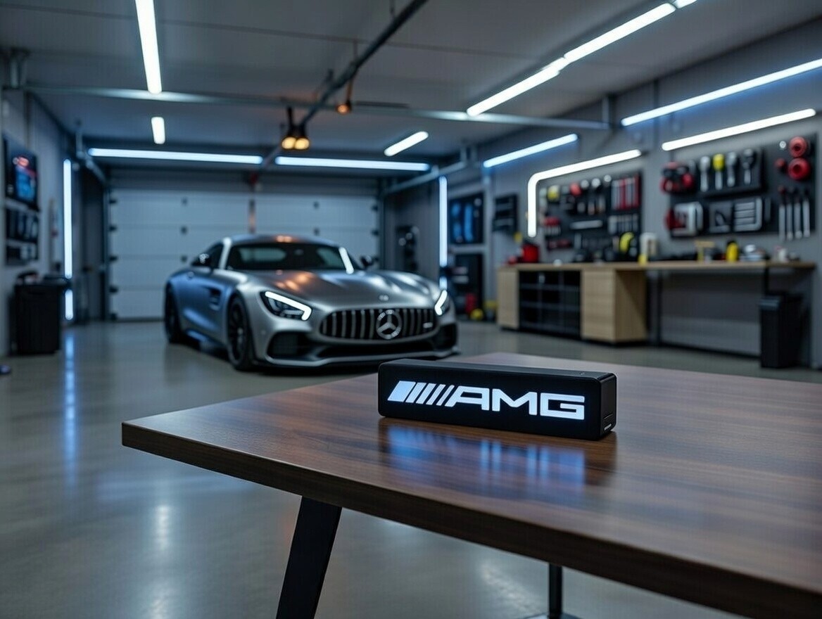 Mercedes AMG White LED Light Box Sign Lightbox Garage Tool Wall Decor USB