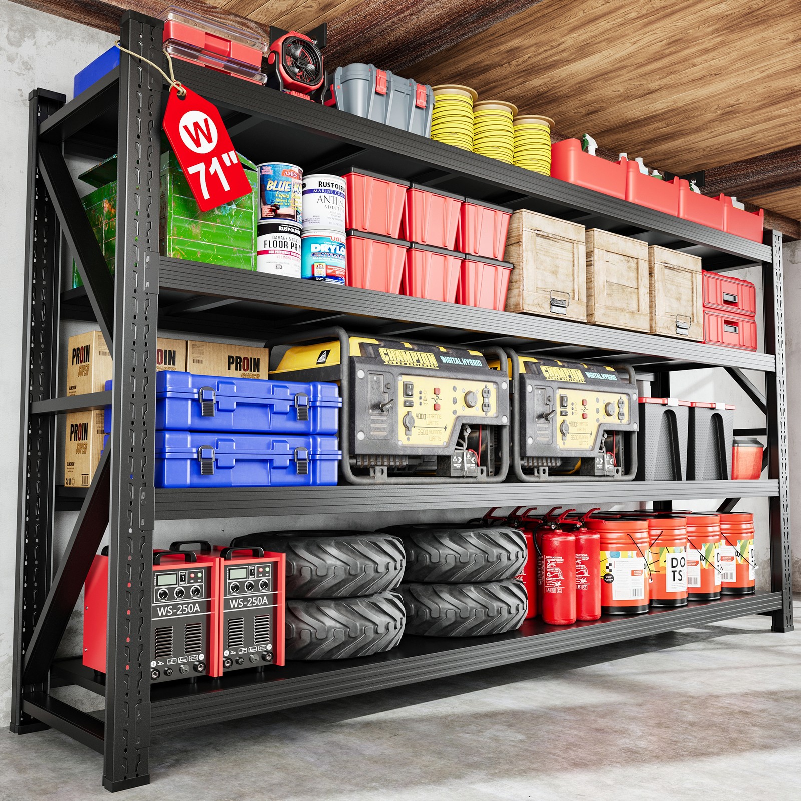 STANI 4-Tier Adjustable Metal Garage Shelving 5000&3500LBS Capacity Storage - Image 2